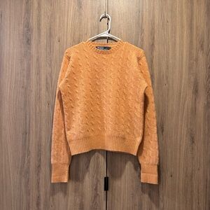 Vintage Polo Ralph Lauren Orange Cashmere Cable Knit Crew Neck Sweater Size S